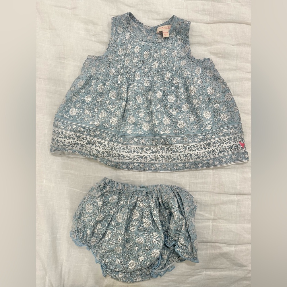 Pink Chicken Blue Floral Set 12-18 mos